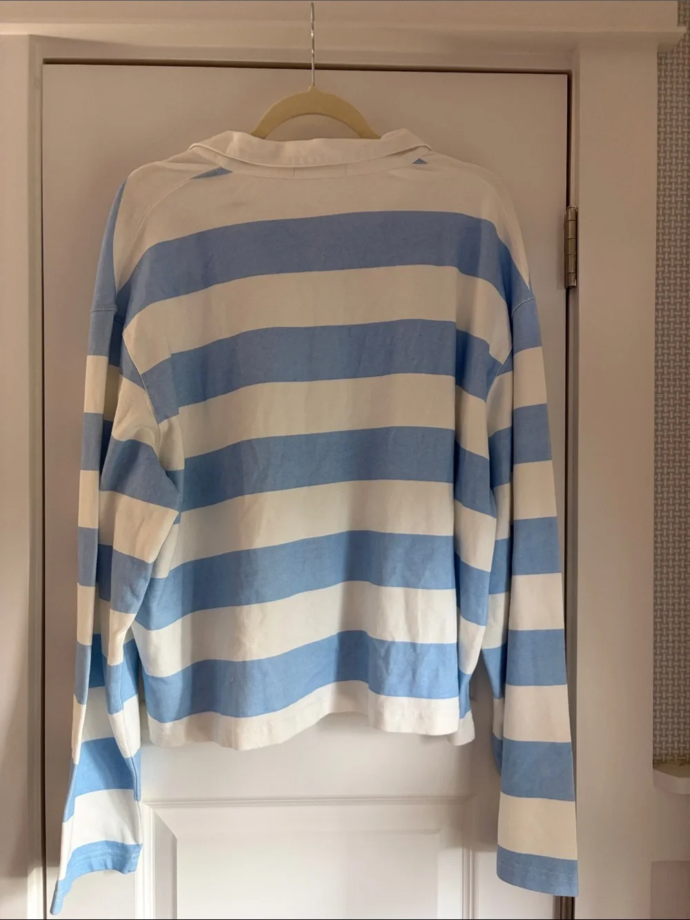 Ena Pelly Light Blue & White Striped Rugby Polo - Picture 4 of 4